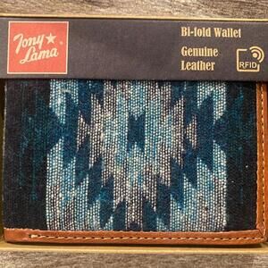 Tony Lama Genuine Leather Bi-fold Tribal Pattern Wallet